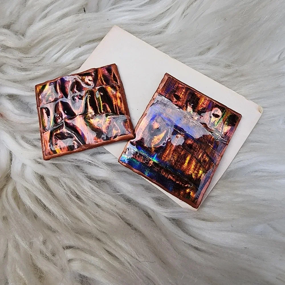 Hand Crafted‎ Copper Hologram earrings